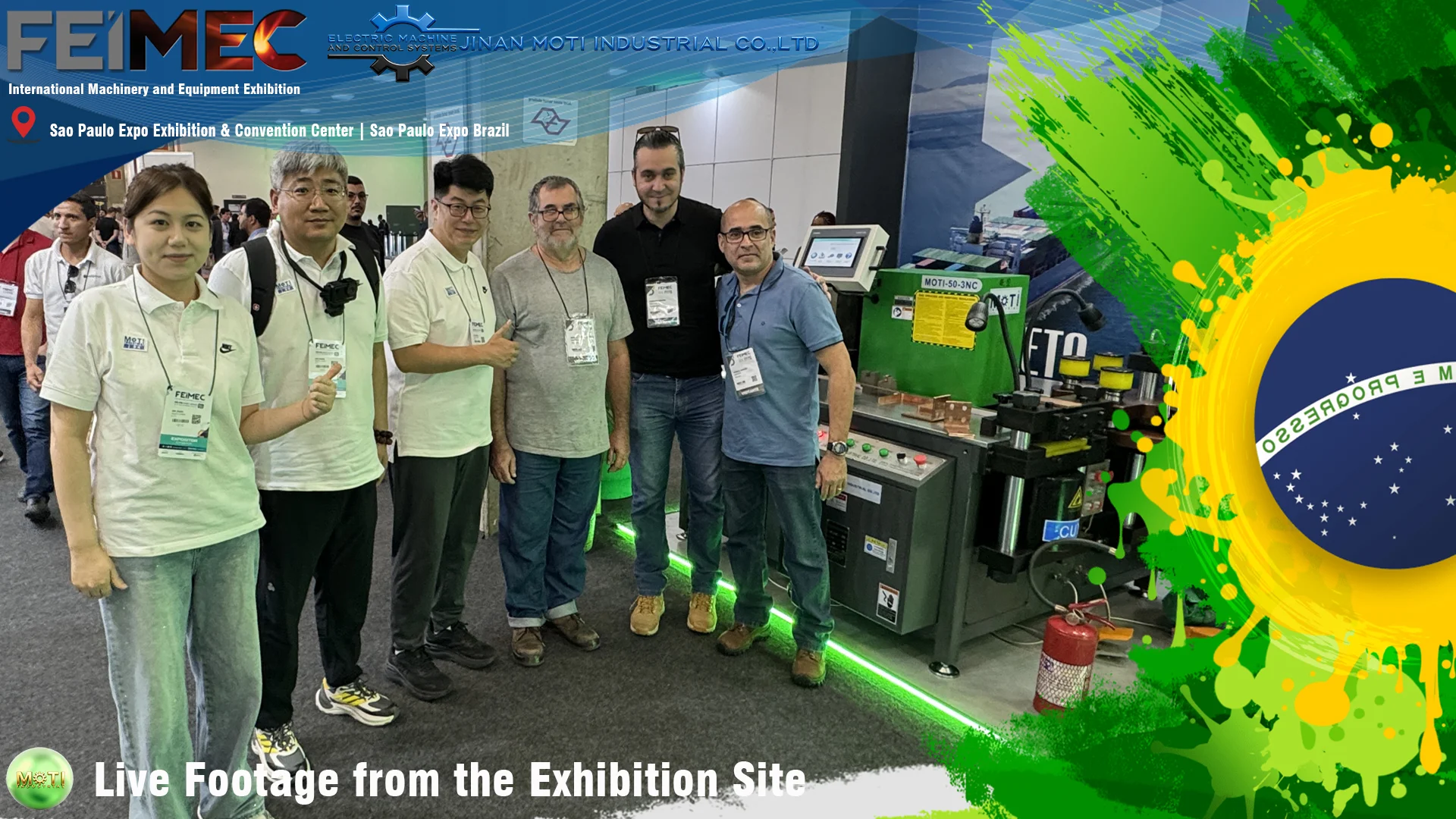 Auf der Maschinenmesse FEIMEC 2026 erfreuten sich die CNC-Sammelschienenbearbeitungsmaschinen von MOTI großer Beliebtheit bei den brasilianischen Kunden, die häufig stehen blieben, um Fotos mit ihnen zu machen.