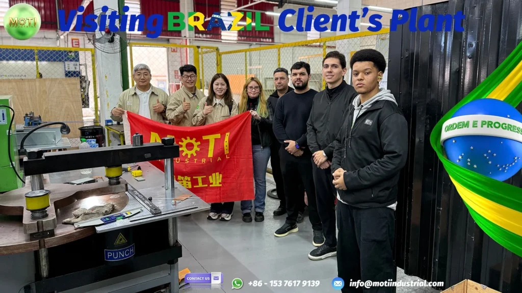 CNC 3 in 1 busbar machine MOTI-80-3NC working in TRISKEL company in Sao Paulo Brazil